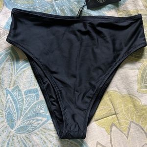 Black High Cut, High Waisted Bikini Bottoms